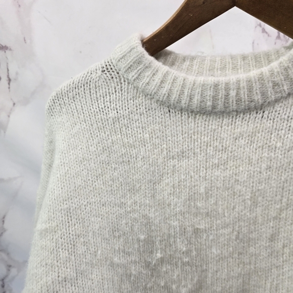Zara Sweater Womens Small White Wool Alpaca Crew Boxy Oversized Chunky - Picture 2 of 12